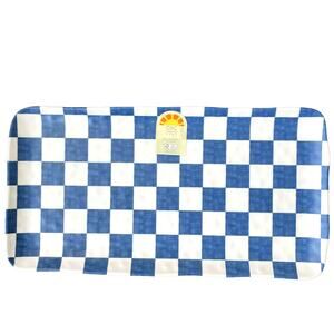 C&C CALIFORNIA HOME Checkered Blue White Melamine Large 17" Serving Tray NEW